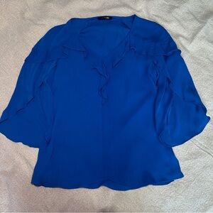 Kobi Halperin Royal Blue Ruffle Blouse
